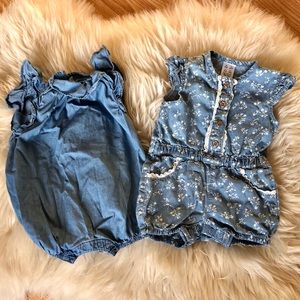 Baby girl denim romper set
